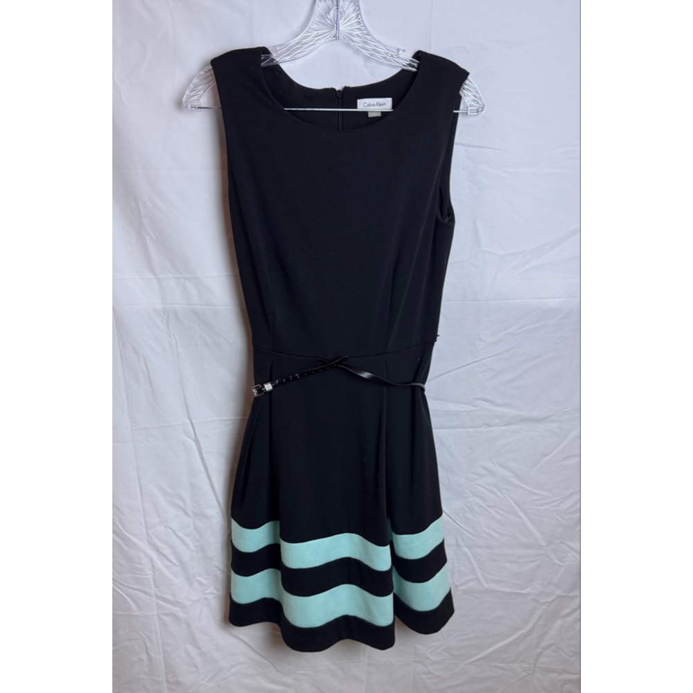 Women's Calvin Klein Black & Light Blue/Green Sleeveless Dress, Size 8 - Picture 2 of 10